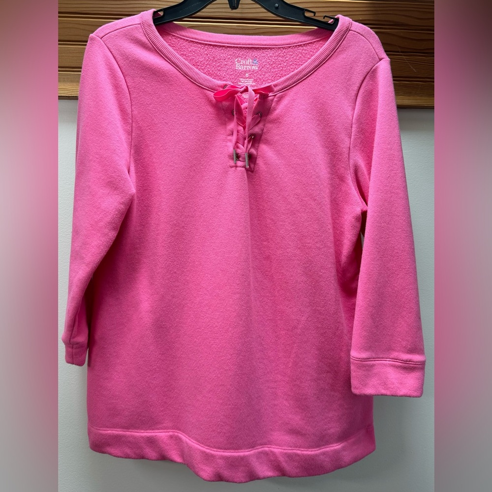 ⭐️Women's Croft and Barrow Lace-Up Sweatshirt, Pink, Size: Medium
